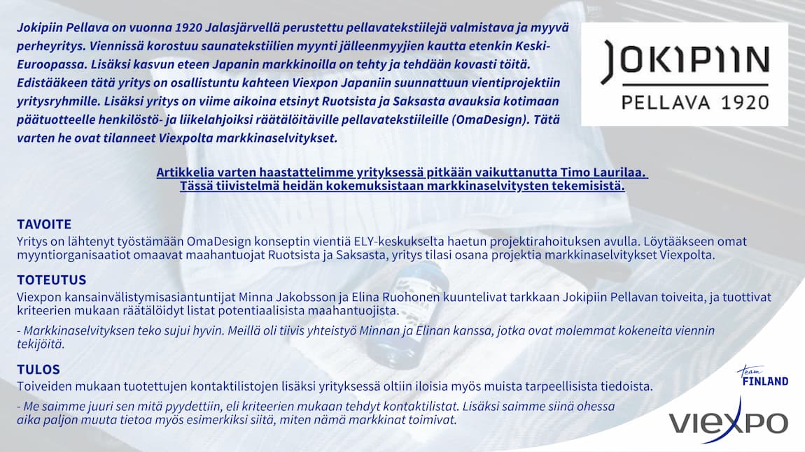 Jokipiin Pellava - markkinaselvitykset - suomeksi JPG